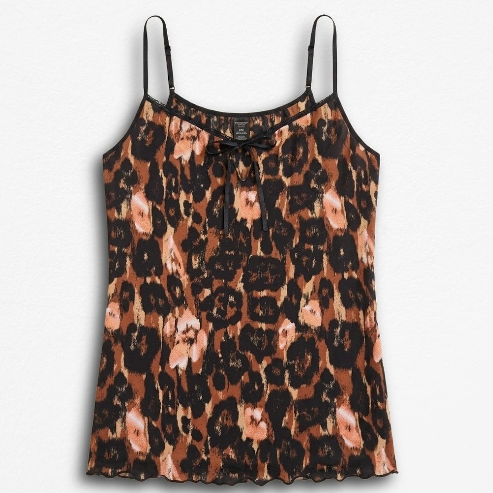 Smart & Sexy Leopard Print Camisole Top Brown Animal Print Bow Detail Medium